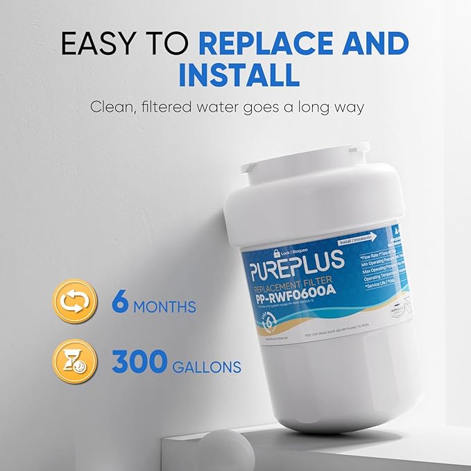 PUREPLUS Replacement for MWF®, SmartWater® MWFP, MWFA, GWF, HDX FMG-1, WFC1201, GSE25GSHECSS, RWF1060, PC75009, Kenmore® 9991 Refrigerator Water Filter, 2 Pack