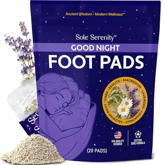 Sole Serenity Foot Pads - Zeolite Mineral, Ginger Root, Wormwood, Bamboo Vinegar, Foot Spa for Tired Feet (Good Night - 1 Pack)