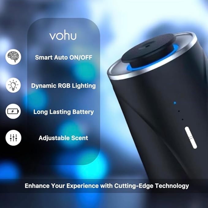 Smart Oil Diffuser – 2-in-1 for Car & Home, Waterless & Natural Aromatherapy, Auto-On Vibration Sensor, Quiet, USB-C Rechargeable, 2000mAh Battery