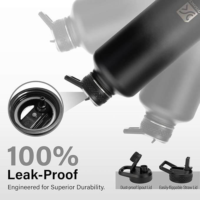 Insulated Water Bottle | Thickened Stainless Steel for Gym and Hiking with Straw, Carrier Bag, Handle Strap | BPA-Free 87 oz-FlexoryFit