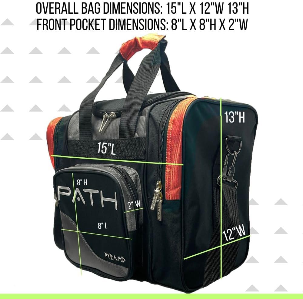 Pyramid Path Pro Deluxe Single Bowling Ball Tote - Holds One Ball, One Pair Shoes Up to Mens 15