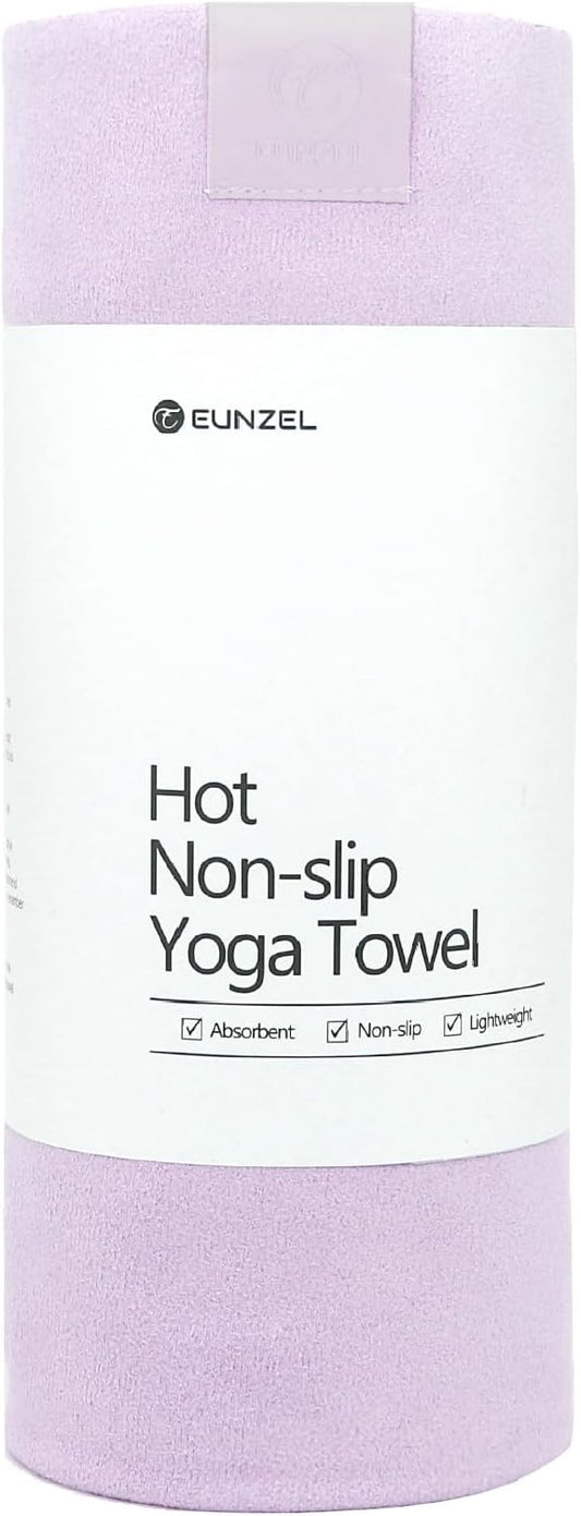 Eunzel Hot Yoga Towel, Super Absorbent Yoga Mat Towel Soft Suede Microfiber Non-Slip Towel for Bikram Pilates and Yoga Mats 72" x 26.5", Taro Purple-FlexoryFit