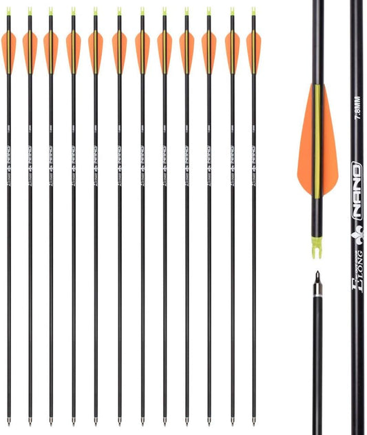 Carbon Arrow Hunting Arrows with 100 Grain Removable Tips for Archery Compound & Recurve & Traditional Bow Practice Shooting (Pack of 12)