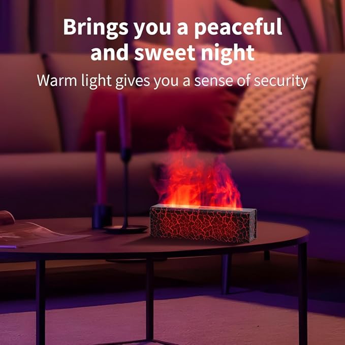 Colorful Flame Diffuser with 7 Colors, Colorful Volcano Flame Aroma Diffuser Humidifier with Waterless Auto-Off Protection for Spa Home Yoga Office Bedroom
