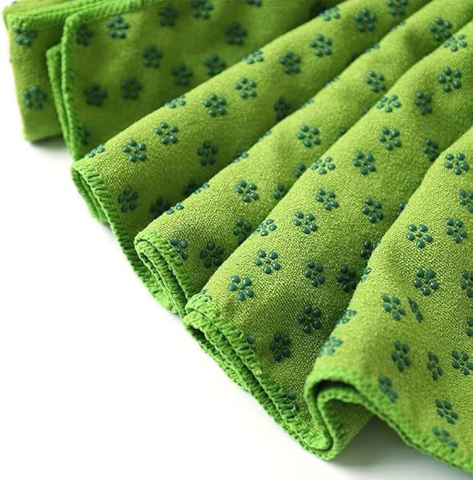 IBL-Yoga Towel, Hot Yoga Mat Towel - Sweat Absorbing Non-Slip for Hot Yoga, Pilates and Workout, 24x72 inches with Grip Dots (Green)-FlexoryFit