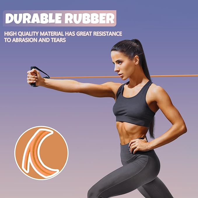RitFit Single Resistance Exercise Band with Comfortable Handles - Ideal for Physical Therapy, Strength Training, Muscle Toning - Door Anchor and Starter Guide Included-FlexoryFit