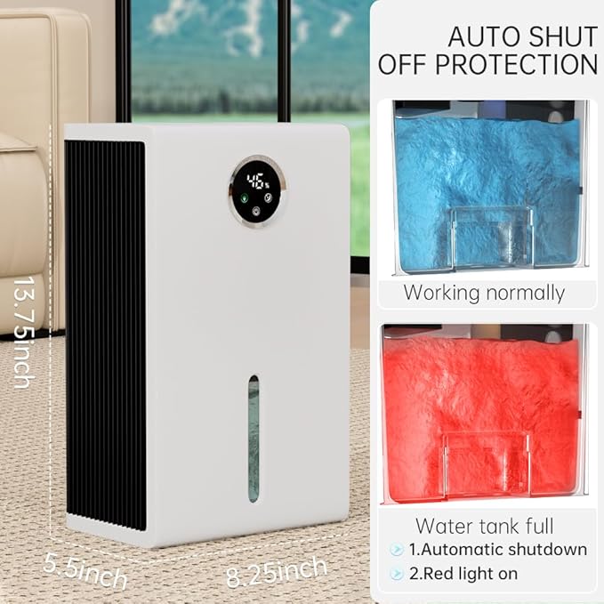 Dehumidifier for Home 1000 sq.ft 120 Ounce Energy Saving and Tank Quiet with 7 Colors LED Light WithTouch Screen Portable Home for Bedroom Bathroom Basement