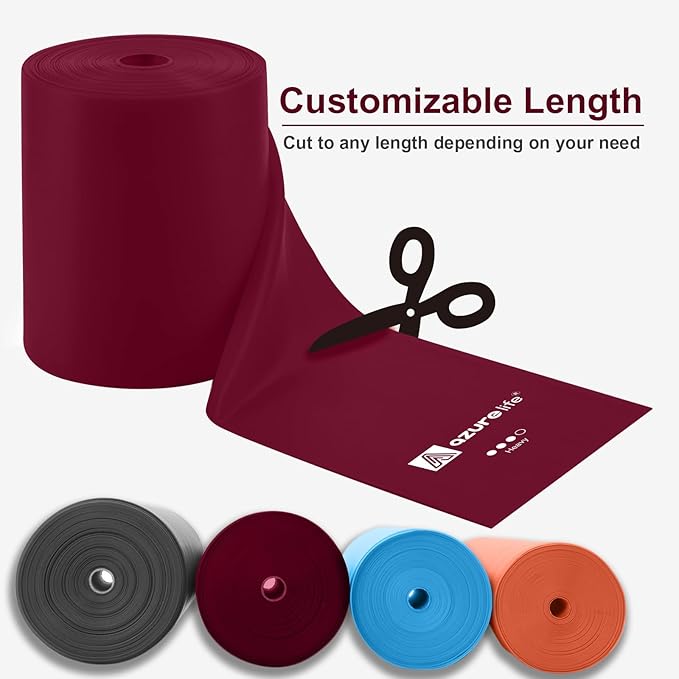 Professional 8 Yards Bulk Resistance Bands Rolls or 5,6,7 ft. Long Non-Latex Elastic Exercise Bands, Stretch Bands for PT, Yoga, Pilates, Rehab, at-Home or The Gym Workouts-FlexoryFit