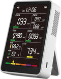 Professional Indoor Air Quality Monitor with AQI Beep Alarms, Portable Real-Time Detector for Home Cars Plants and Pets (Cream White)
