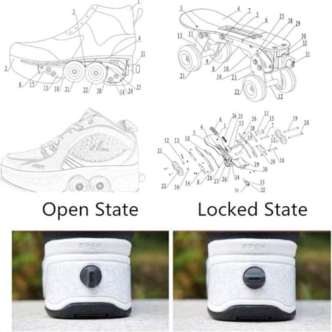 Double-Row Deform Wheel Automatic Walking Shoes Invisible Deformation Roller Skate 2 in 1 Removable Pulley Skates Skating Parkour-FlexoryFit