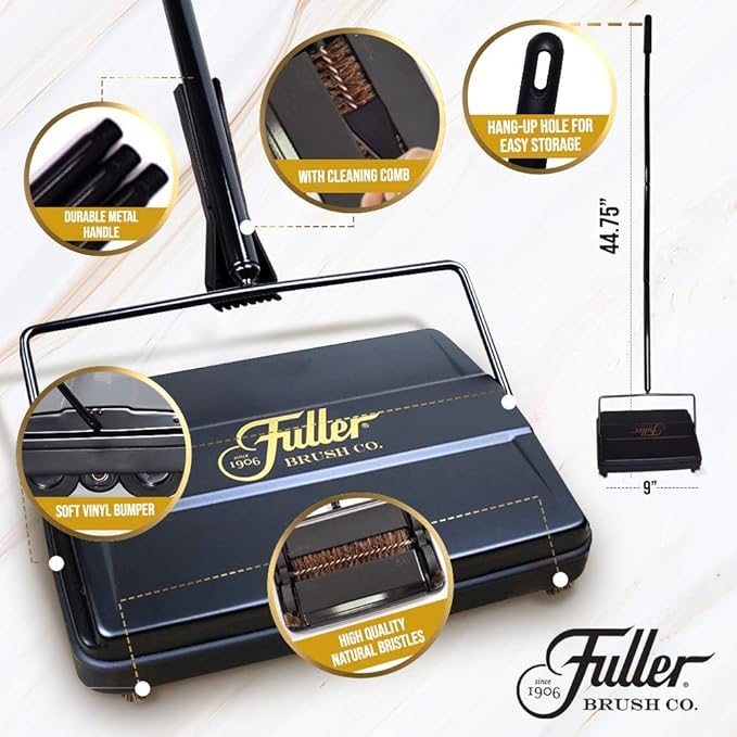 Fuller Brush 17029 Electrostatic Carpet & Floor Sweeper - 9" Cleaning Path - Lightweight - Ideal for Crumby Messes - Works On Carpets & Hard Floor Surfaces - Fresh Mint