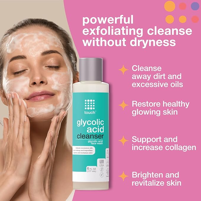 10% Glycolic Acid Face Wash - Exfoliating, Non Drying & Foaming AHA Cleanser - Anti-Aging, Skin Tone & Texture, Wrinkles, Pores, Blackheads - Sulfate Free, Oil Free, & Low PH - 6 oz.-FlexoryFit