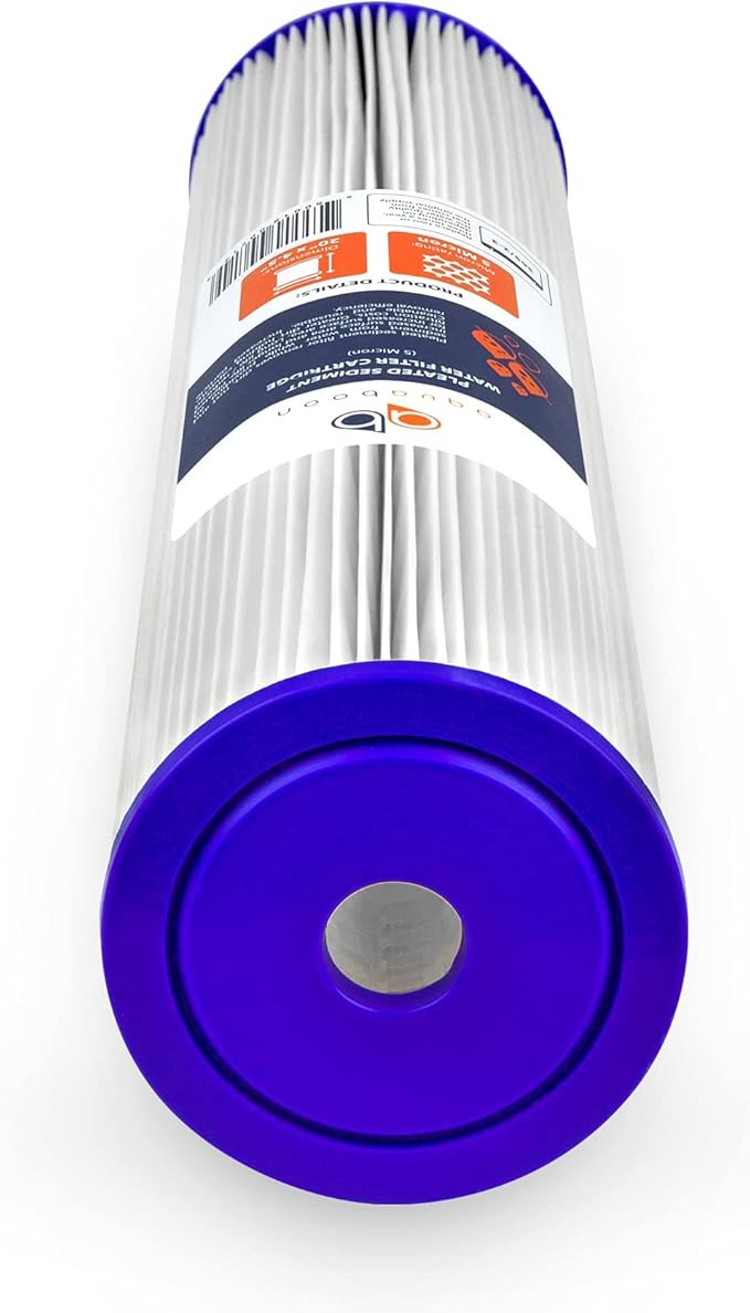 Aquaboon 20 Inch Whole House Pleated Water Sediment Filter Replacement 5 Micron Water Filter Cartridge Compatible with ECP5-20BB, SPC-45-2005, 4-Pack