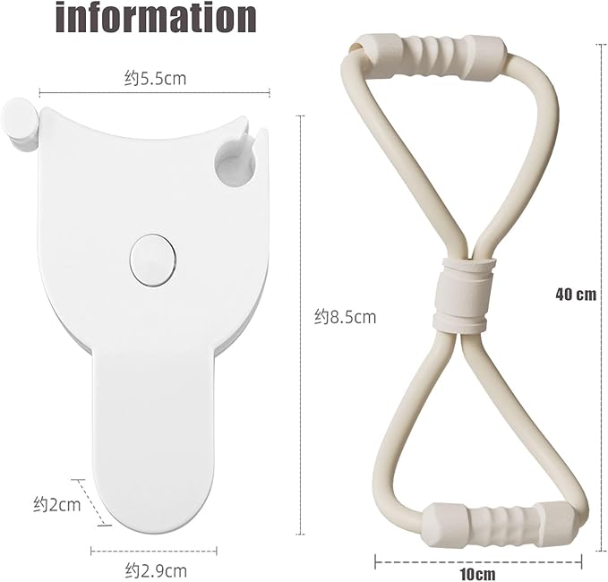 Elastic Fitness Pulling Rope Chest Expander Yoga Rubber Tension Band for Abdomen Arm Leg Stretching Fitness Training+Three Circumference Tape Measure Fitness Circumference Ruler Arm Leg Abdomen Ruler-FlexoryFit