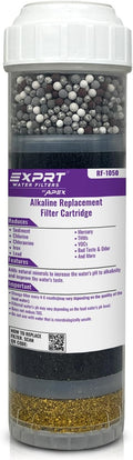 RF-1050 Alkaline Filter Cartridge – 2.5" x 10" Universal Fit – Removes Chloramines, Chlorine, Heavy Metals, Odor – KDF-55, Activated Carbon, Alkaline Beads Adds Essential Minerals