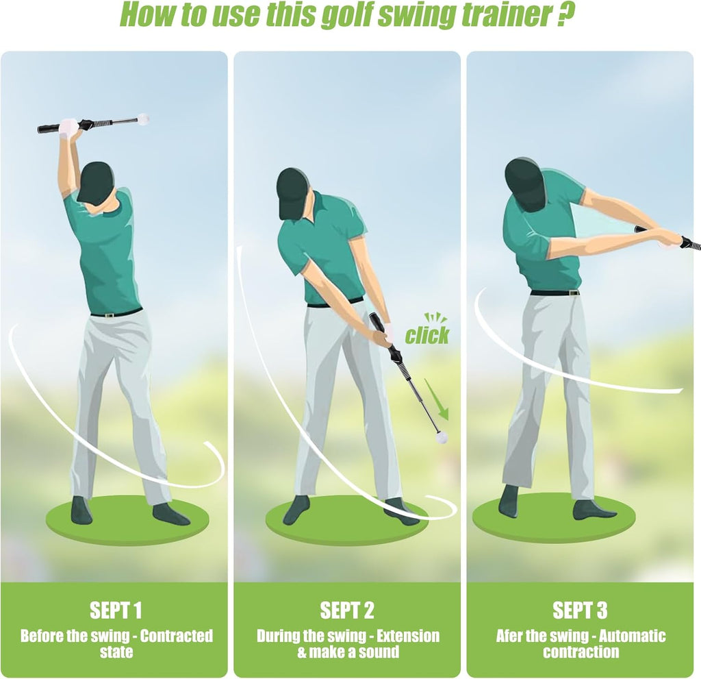 Golf Swing Trainer, Retractable Golf Grip Traine and Left-Handed Golf Swing Training Aid for Chipping Hitting, Ideal Golf Training Aid with Arm Band for Men and Women
