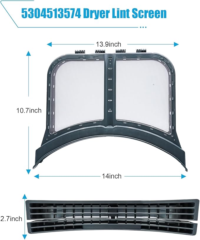 5304513574 Dryer Lint Trap Filter Replacement for Electrolux/Frigidaire Dryers - High-Efficiency Lint Screen, ABS Frame, Clamshell Design, Fit For EFME627UIW2, EFMC627UIW0 etc
