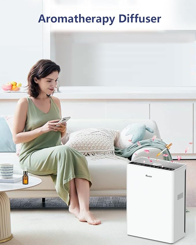 VEWIOR Air Purifiers For Home Large Room Up To 2200 sqft H13 HEPA Air Purifiers Filter With Fragrance Sponge Timer Washable Filter Cover,15 DB Quiet Air Cleaner For Pets Dander Smell Smoke Pollen