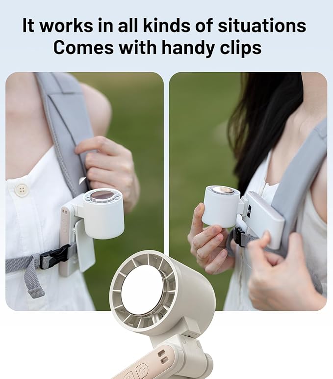 PEAKFLOW Handheld Fan with Ice Cooler,Foldable,Mini Pocket Size, Digital Display, 4000mAh Rechargeable Battery,4-Speed,4-in-1 Portable Fan for Travel and Outdoor