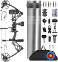 Compound Bow Package for Adults and Teens, 0-70 Lbs Draw Weight,23.5"-31" Draw Length,Limbs Made in USA,Lightweight Design,Archery Hunting Bow Set, Fully Adjustable,2024 New