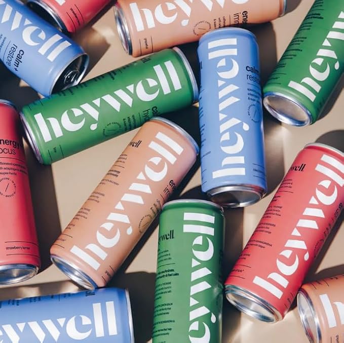 Heywell Sparkling Adaptogenic, Trial Pack, 12 Fluid Ounce (Pack of 6) - Organic, Non GMO, Vegan, Gluten Free, Dairy Free-FlexoryFit