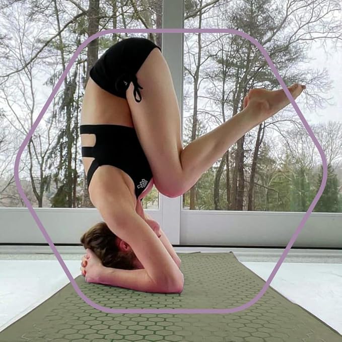 Clever Yoga Non-Slip Hot Yoga Towel – Non-Slip Grip for Hot Yoga, Sweat Absorbent, Honeycomb Silicone Grip, Stays Flat – Ideal for Pilates, Travel, Washable & Lightweight - Olive-FlexoryFit
