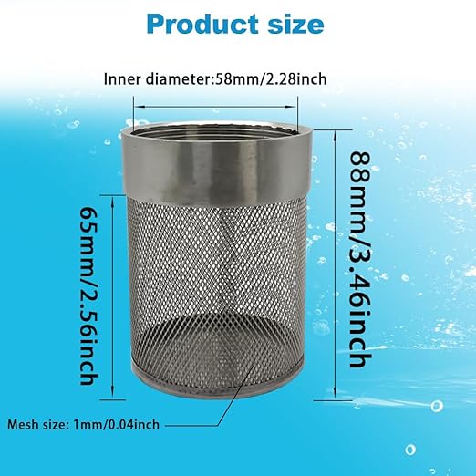 2inch 304 Stainless Steel Filter Head with Internal Thread Diameter of 58mm Connected to DN50 2-inch Water Pipe Filter Used to Remove Debris and Reduce Solid Entry（1pcs）