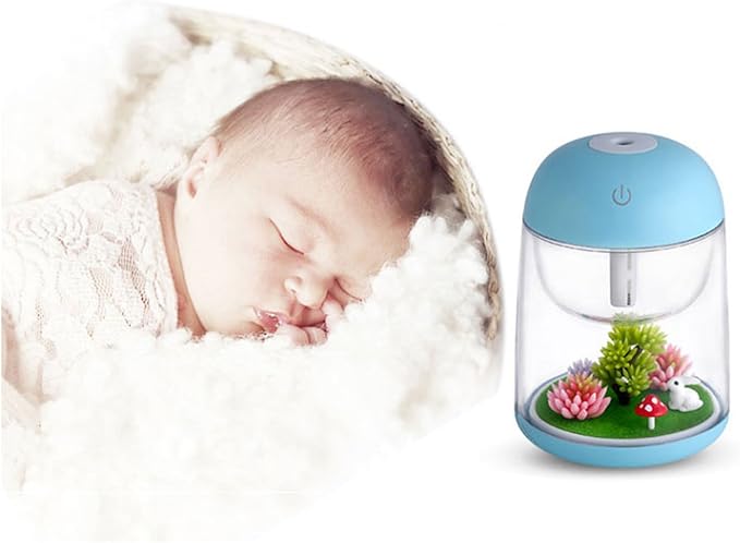 Micro Landscape Humidifier with Changing Led Light,Adjustable Mist Mode, Waterless Auto Shut-off,for Bedroom,Office,Car (blue)