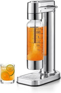 MOKKOM Sparkling Water Maker, Soda Streaming Machine with 1L PET Carbonating Bottle, Carbonates Any Drink, Soda Maker Compatible with 60L CO2 Carbonator (NOT Included) - Stainless Steel