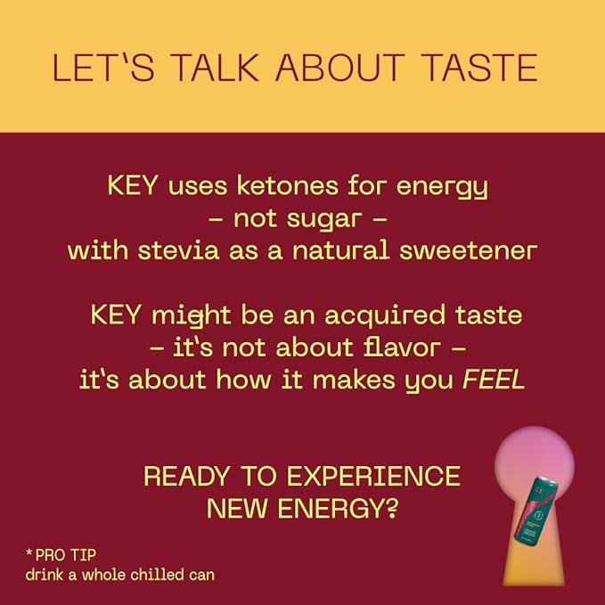 KEY Ketone Energy Drink : Sugar Free, 80mg Low Caffeine, All Natural, 11.5g Ketones, Long Lasting Energy, Green Tea & L-Theanine for Mental Focus, Pineapple Passionfruit (Pack of 12)-FlexoryFit