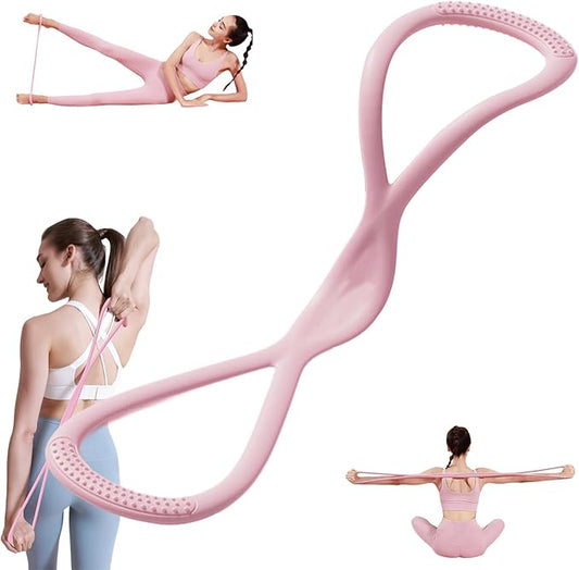 Resistance Bands, Figure 8 Exercise Bands for Women Men, Arm Back Elastic Rope for Glutes,Back,Fullbody Yoga Pulling Rope, Gift for Sports Lover/Beginner (25 lbs)-FlexoryFit