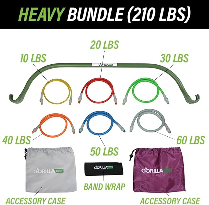 Lite Gorilla Bow Portable Home Gym Resistance Bands and Bar System for Travel, Fitness, Weightlifting and Exercise Kit, Full Body Workout Equipment Set-FlexoryFit