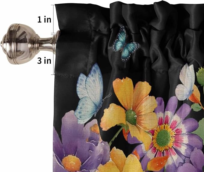 Spring Flowers Kitchen Curtains 45 Inches length, Watercolor Country Colorful - Image 6