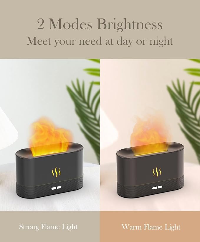 Flame Air Diffuser Humidifier,Upgraded Scent Diffuser for Essential Oils,Ultrasonic Aromatherapy,Fire Mist Humidi with 2 Brightness,Auto-Off Function for Room Home Office(Black)