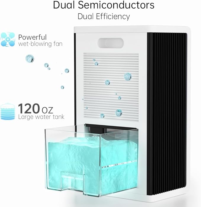 Dehumidifier for Home 1000 sq.ft 120 Ounce Energy Saving and Tank Quiet with 7 Colors LED Light WithTouch Screen Portable Home for Bedroom Bathroom Basement