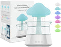 Rain Cloud Humidifier Water Drip - Mushroom Aroma Diffuser, Essential Oil Diffusers, 300ml White Noise Aromatherapy Diffusers with 7 Colors Cloud Lights for Home, Large Room, Office - White
