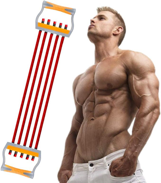 TOCO FREIDO Chest Expander | Arm Training, 5 Tubes Ajustable Arm Strength Trainer, Exercise Resistance Bands for Home Fitness Muscle Training Body Building-FlexoryFit