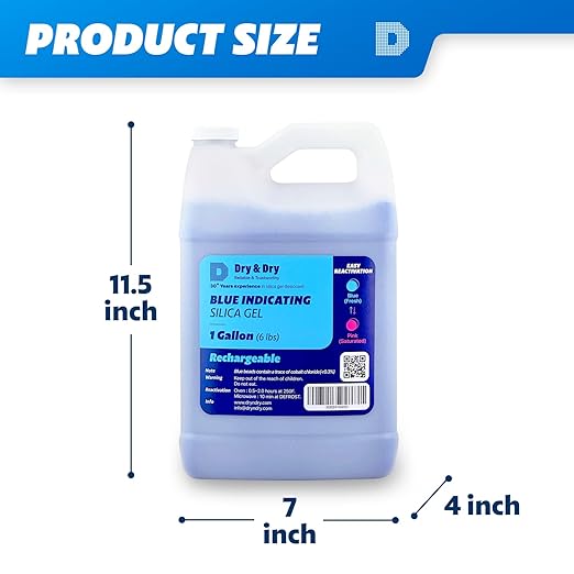 Dry & Dry [6 LBS] Blue Indicating Silica Gel Beads Desiccants (Industry Standard 3-5 mm) - Reusable Desiccant Beads Silica Beads(Blue to Pink)
