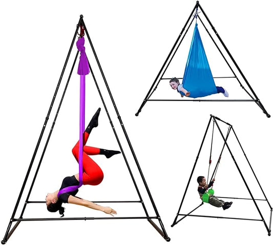 KT Dedicated Stand Frame For Aerial Yoga And Therapy Sensory Hammock Model KT1.1520YG. Foldable, Portable, Height Adjustable, Stable and Durable Upgraded Yoga Swing Stand Frame-FlexoryFit