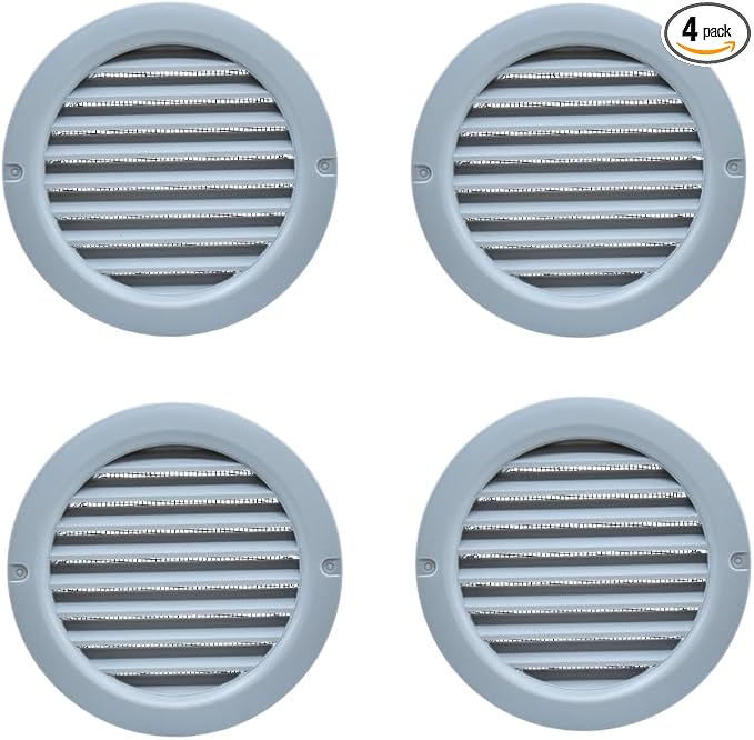 VENTS-US - 4" Round Light Grey Plastic Vent Cover by VENTS-US