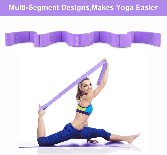 Stretch Strap, Elastic Yoga Stretching Strap, Multi-Loop for Physical Therapy, Pilates, Yoga, Dance & Gymnastics Exercise and Flexible Pilates Stretch Band-FlexoryFit