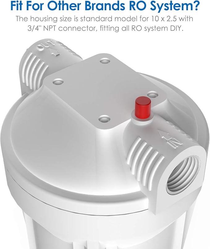 SimPure Whole House Water Filter Housing, Inline Water Filter for Home, Universal 10 inch Sediment Filter with 3/4 NPT Inlet and Outlet, Heavy Duty Steel Bracket, 4 Screws, Wrench