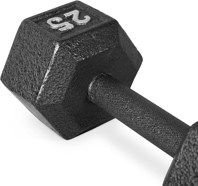 WF Athletic Supply Cast Iron Solid Hexagon Gray/Black Dumbbells, Strength Training Free Weights Set of 2 for Women and Men, Hand Weights Sold by Pairs, Multi-Select Size Options Available-FlexoryFit