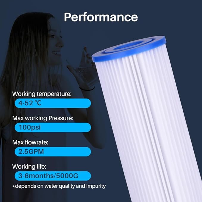 CFS – 4 Pack Sediment Water Filter Cartridges Compatible with American Plumber W20CLA Models – Removes Bad Taste and Odor – Whole House Replacement Filter Cartridge – 5 Micron