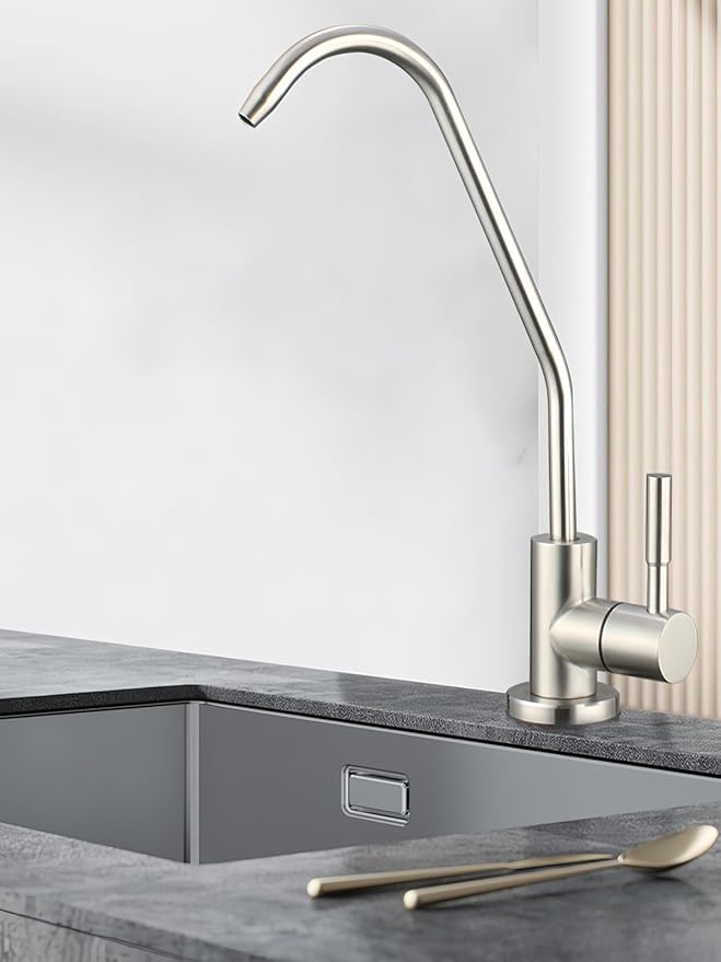 Drinking Water Faucet,Easy to Install Lead-Free Sink RO Faucet,Water Filter Faucets for Kitchen Bar Sink,Brushed Nickel SUS304 Reverse Osmosis Faucets