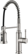 Sumerain Pull-Out Spring Sprayer Kitchen Sink Faucet with 360° Rotating Spout and Single Level Handle, Brushed Nickel