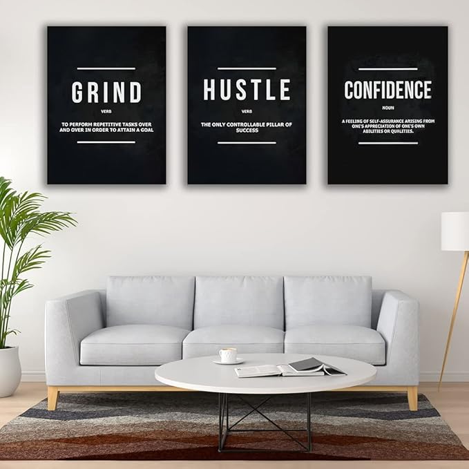 Yetaryy Motivational Poster Inspirational Wall Art 3 Pieces Canvas Painting Lion Artwork for Living Room Office Modern Home Decor Prints Pictures Wall Decor Framed Ready to Hang [48''Wx 24''H]-FlexoryFit