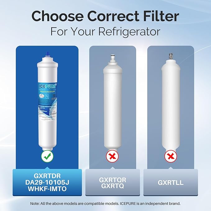 ICEPURE GXRTDR Inline Water Filter for Refrigerator with 1/4-Inch Direct Connect Fittings,Replacement for Samsung DA29-10105J, Whirlpool WHKF-IMTO, Idea for Ice Maker, RV, RO System, 2PACK