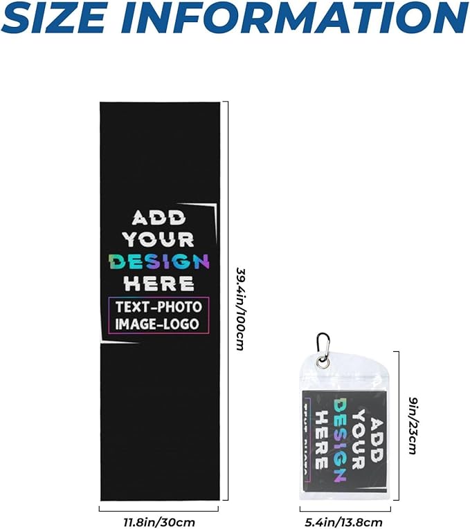 Custom 1-100PCS Cooling Sports Towel, Personalized Photo Logo Soft Cold Exercise Towel for Neck and Face Customized Quick-Drying Cooling Wrap Fitness Workout Sweat Towel 12"x40" (50)-FlexoryFit