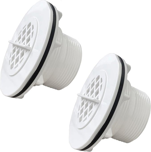 Threaded Inlet Strainer Kit for Stock Tank Pools,Stock Tank Pool Filter Kit, Intex Pool Accessories, Includes Rubber Washer, Strainer Nut and Grid, Fits Intex Filter Pumps with 1-1/2" Hoses (2 Pack)